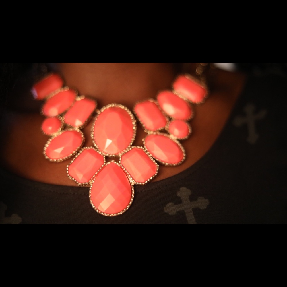 Sonya 4 - Big, Bold Beautiful orange Necklace